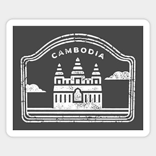 Cambodia - White Print Magnet